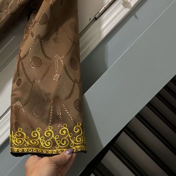 Women's Kirat Brown/ Green Special Occasion Dress, Coat, and Headpiece. - Picture 3 of 16